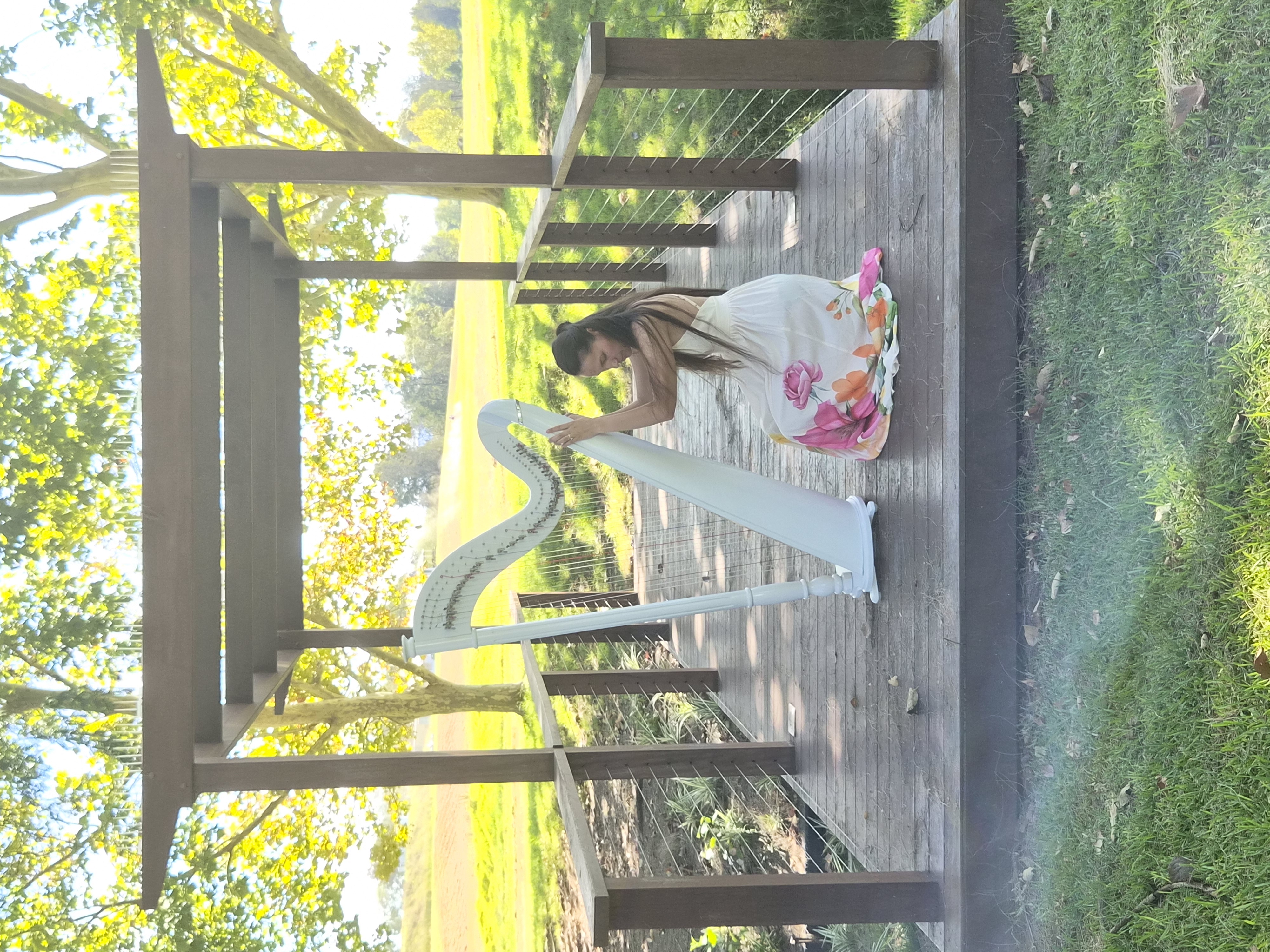 Melanie Trapman, harp player in Dubbo