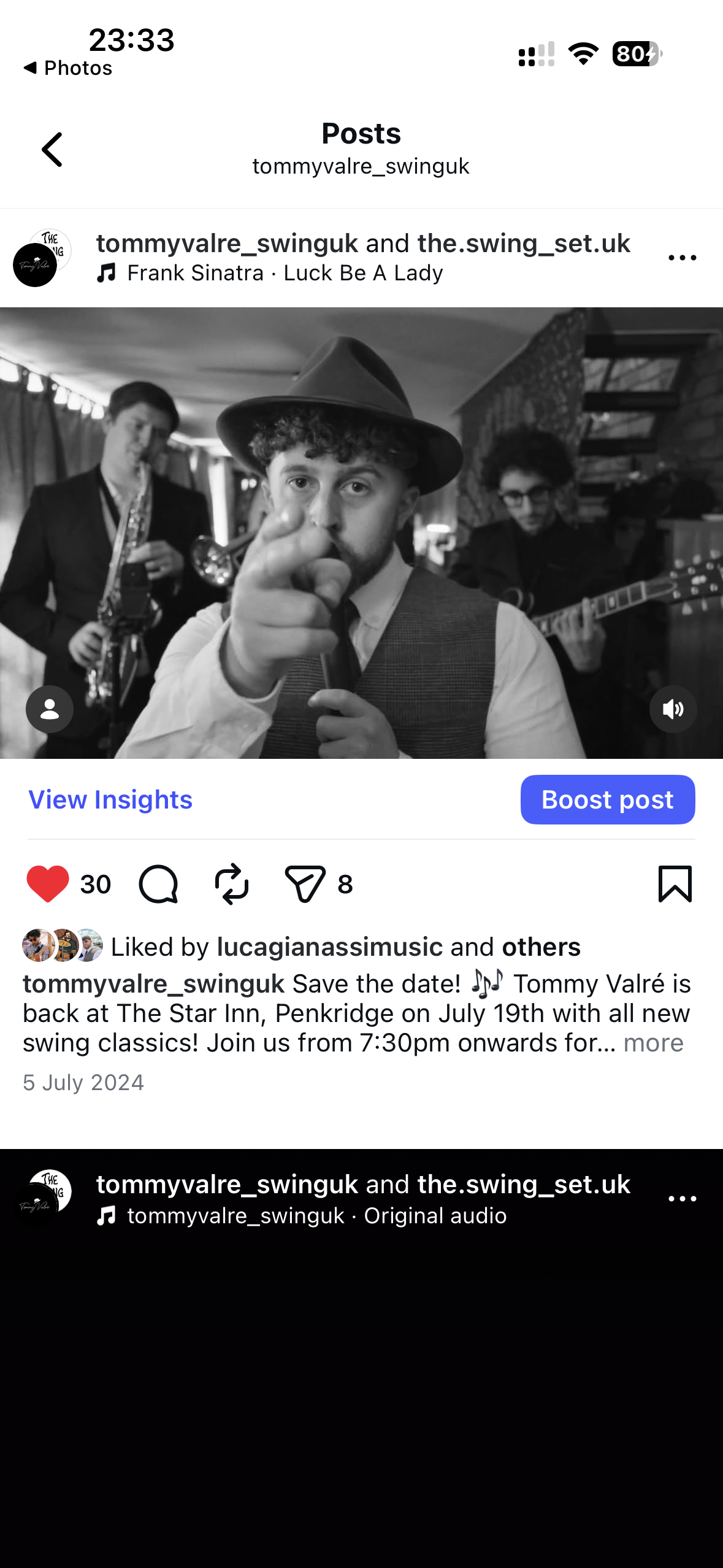 Tommy Valre, jazz singer in Sydney