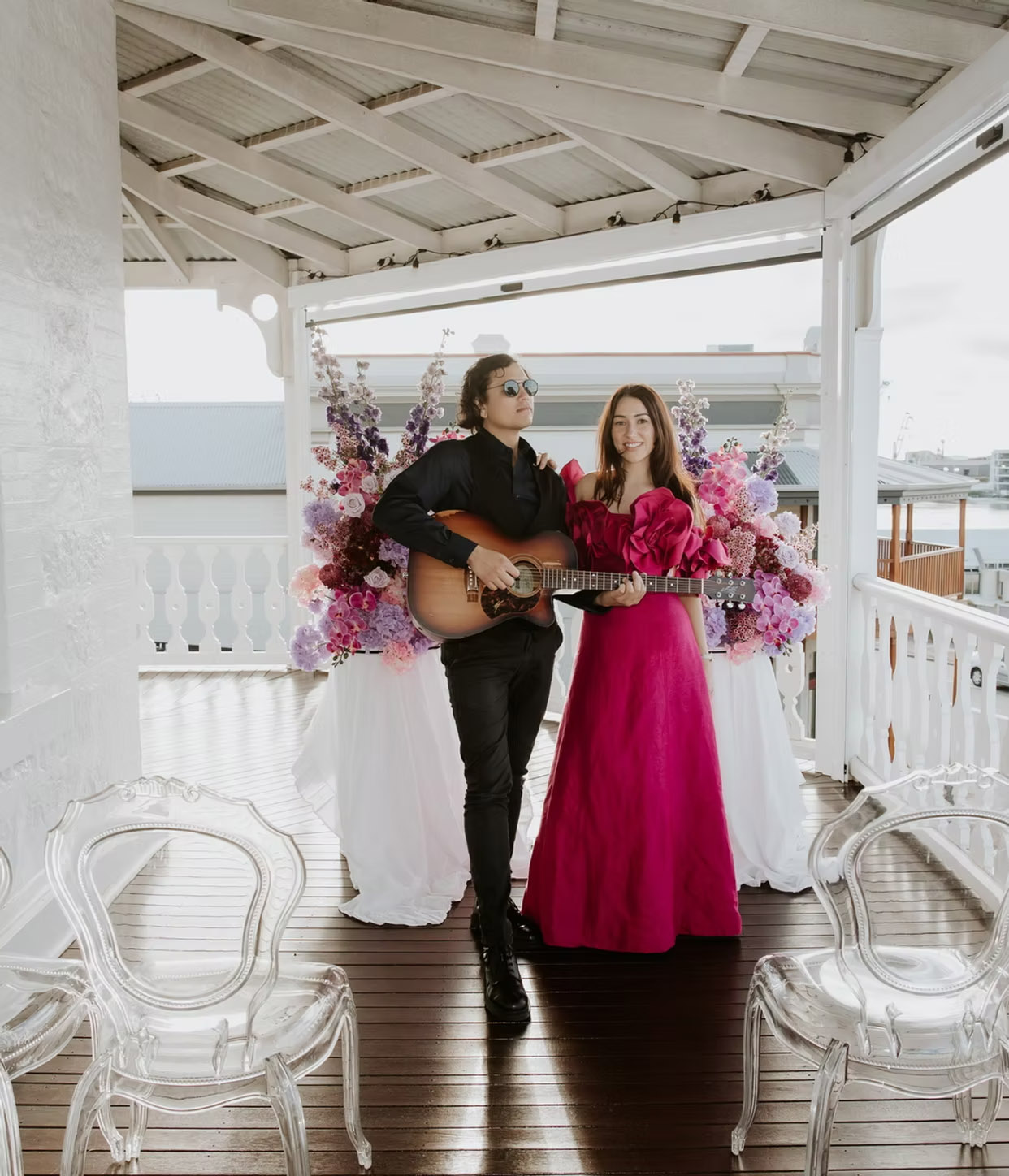 Acoustic duo at a wedding venue